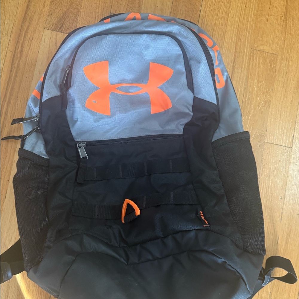 Under Armour Black and Gray Backpack with Orange Accents